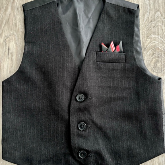 Toddler Boy Dress Clothes Black Vest, Black Dress Pants Red Button Down Sz 2T - Picture 2 of 10